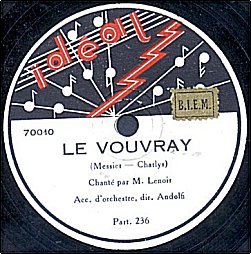 Disque publicitaire pour le Vouvray A.L.